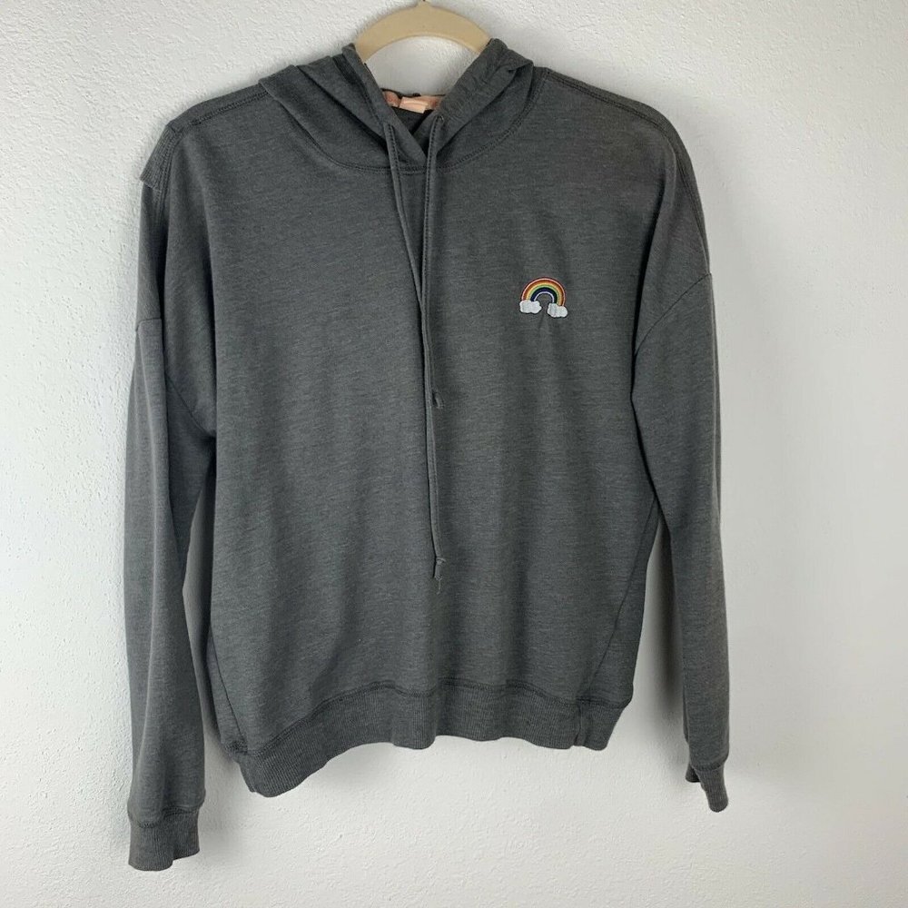 Rebellious One Women's L Gray Rainbow Lightweight Hoodie LGBTQ+ Pride